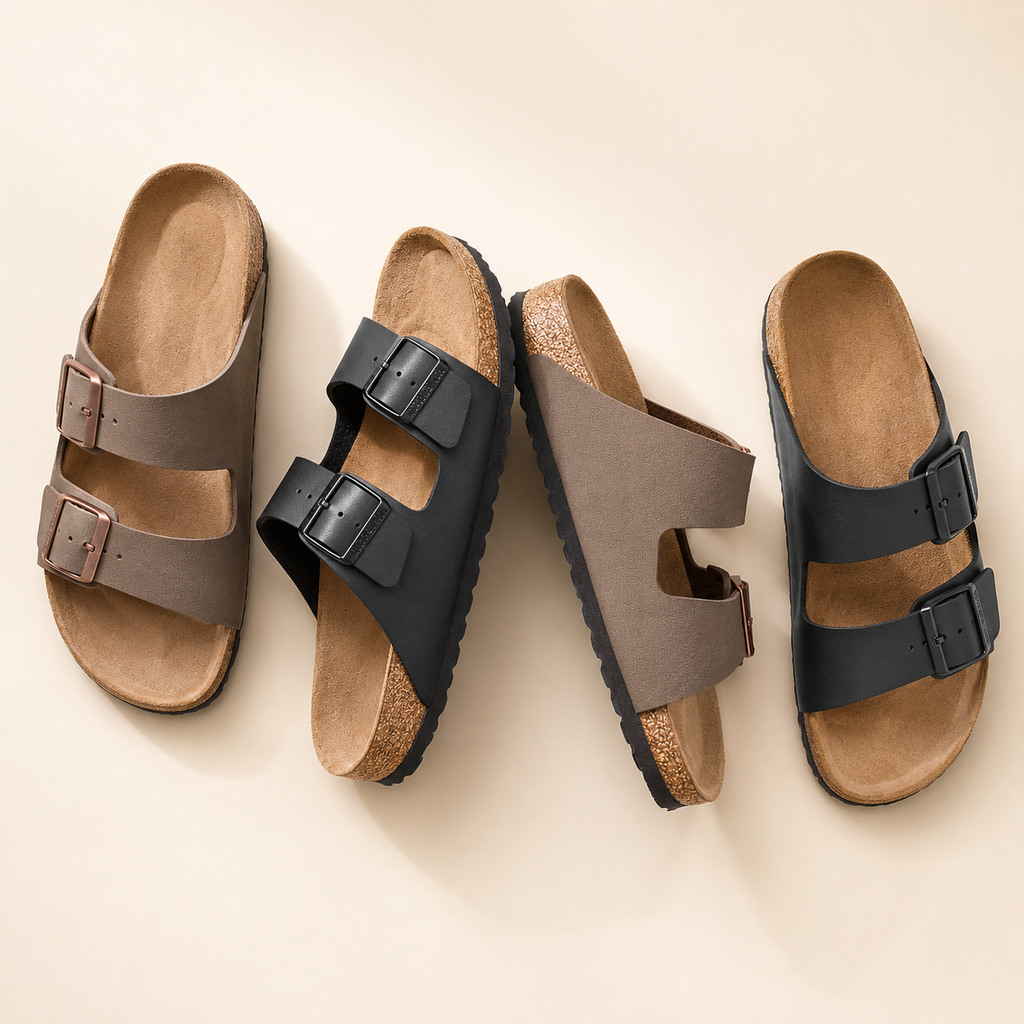 Everyday Comfort Cork Sandals – Adjustable Two-Strap Lightweight Slide Sandals
