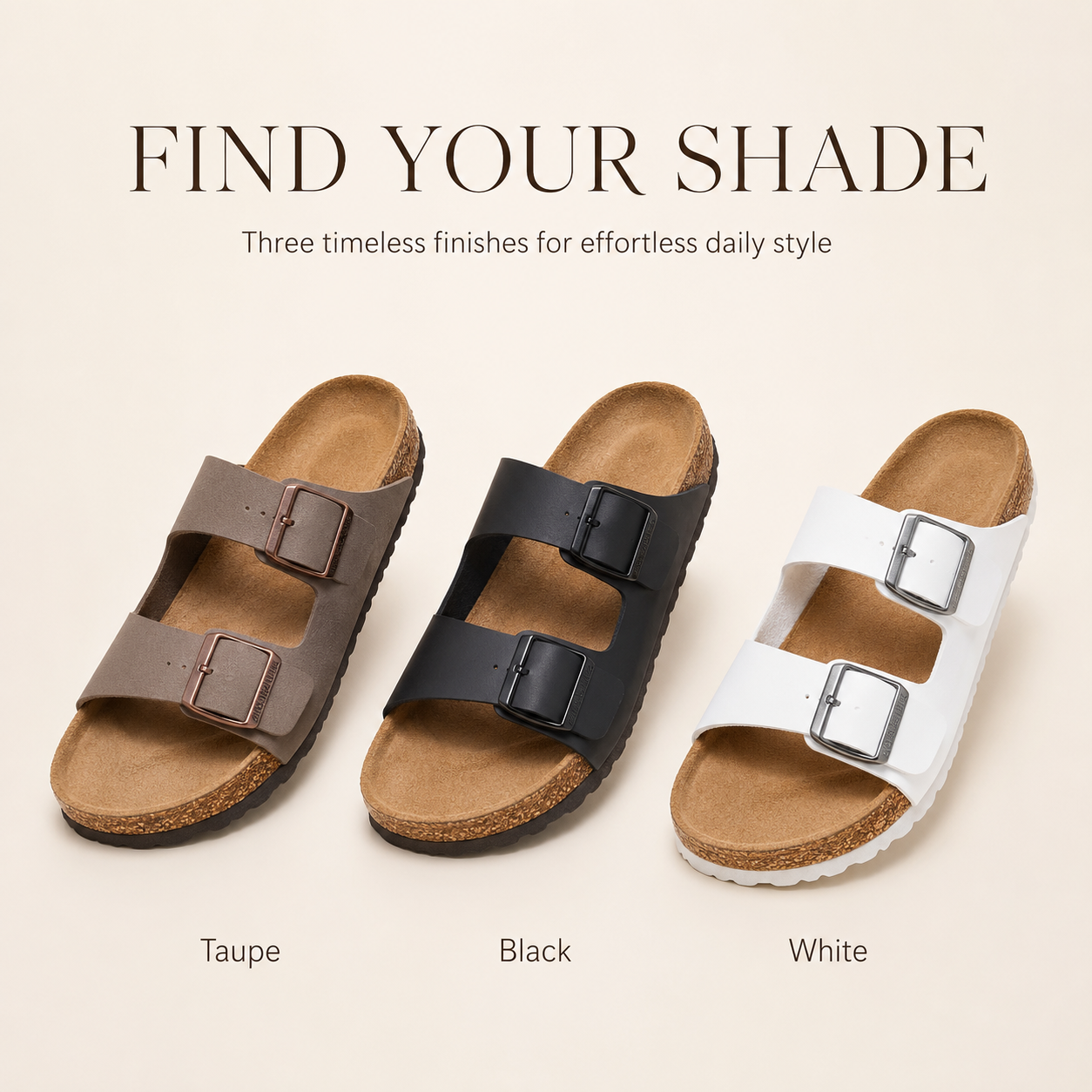 Everyday Comfort Cork Sandals – Adjustable Two-Strap Lightweight Slide Sandals